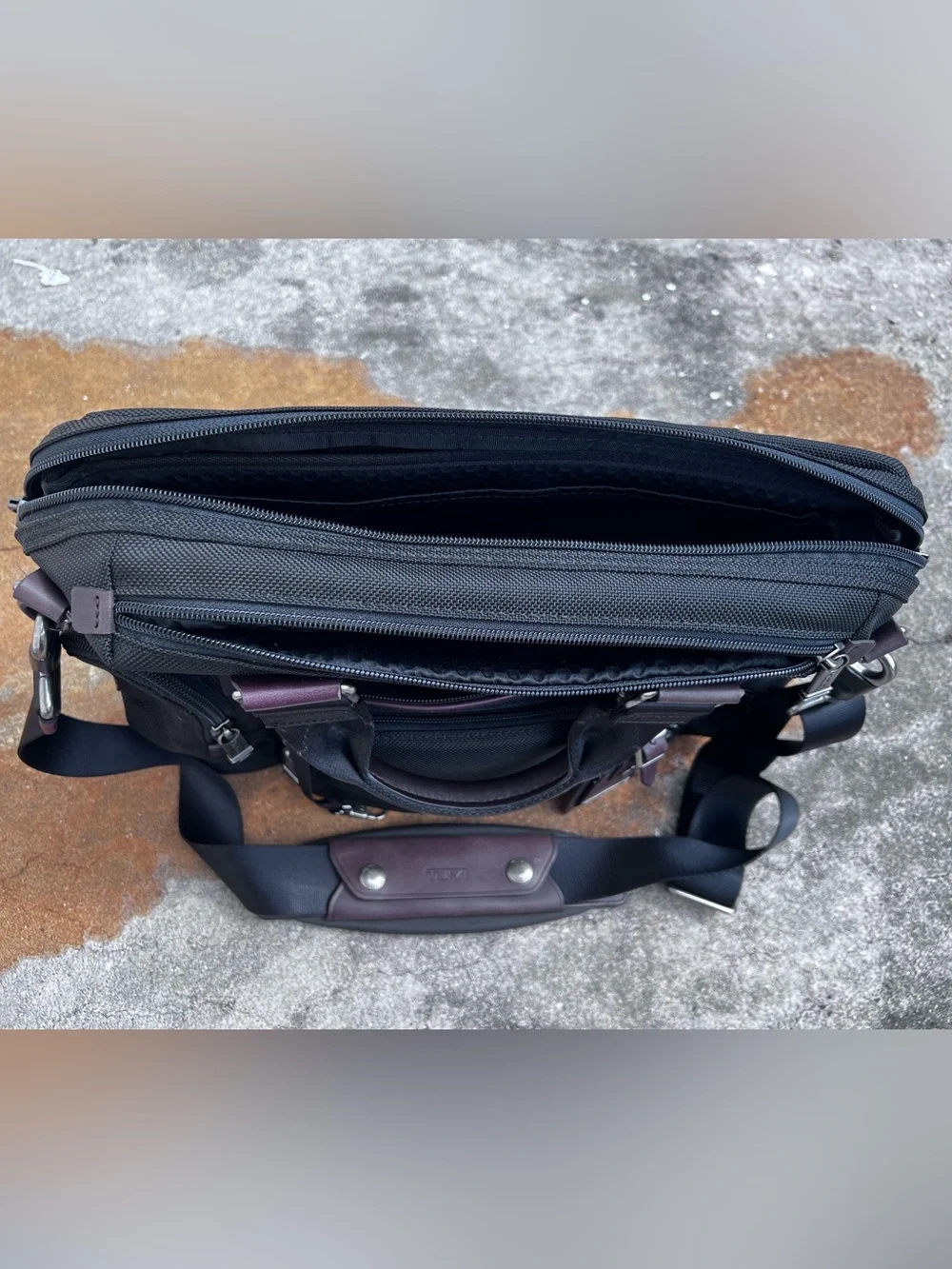 TUMI Black/Brown Nylon and Leather Alpha Bravo Brooks Slim Briefcase